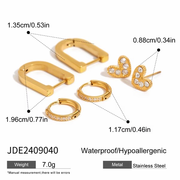 3 Pairs | 18K Gold Plated Earring Set | Waterproof & Sweatproof - Picture 6 of 7